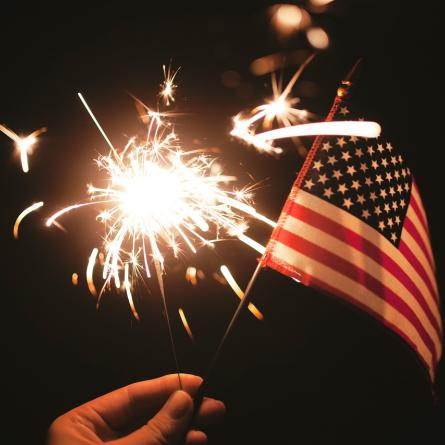 Fireworks exploding over Cruz Bay Harbor on July 4