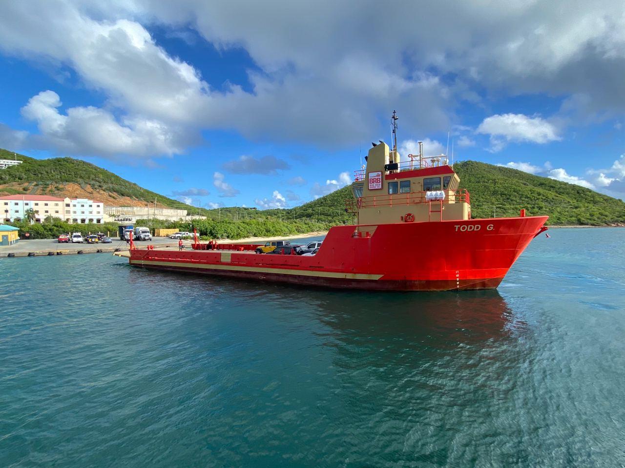Car barge loading vehicles at Red Hook, St. Thomas for the crossing to St. John