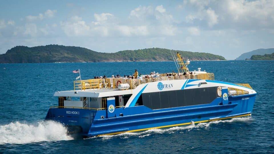 Passenger ferry docked at the Red Hook terminal in St. Thomas, US Virgin Islands
