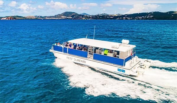Group of travelers enjoying a shared boat excursion in the US Virgin Islands