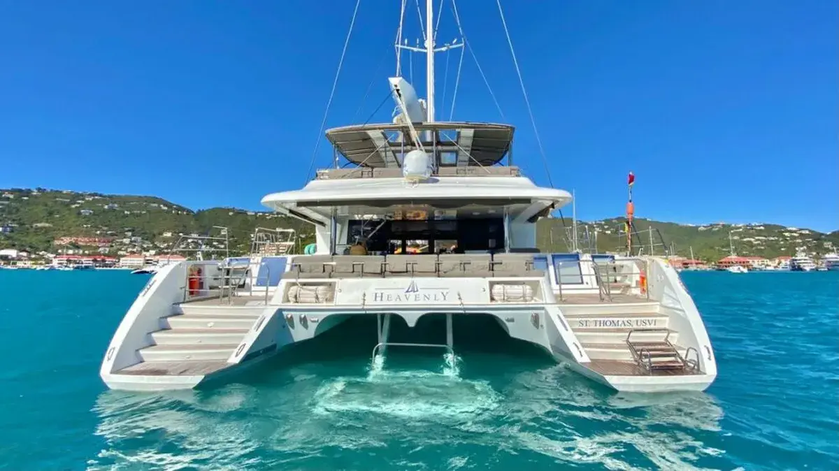Sailing yacht anchored in a pristine national park bay off St. John during a multi-day term charter