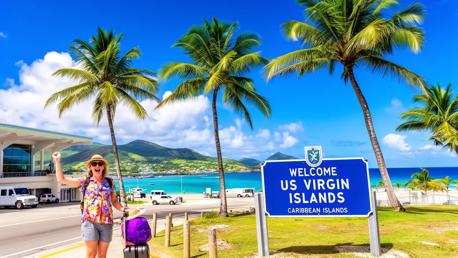 Aerial view of turquoise waters and lush green islands in the US Virgin Islands - first time visitor guide