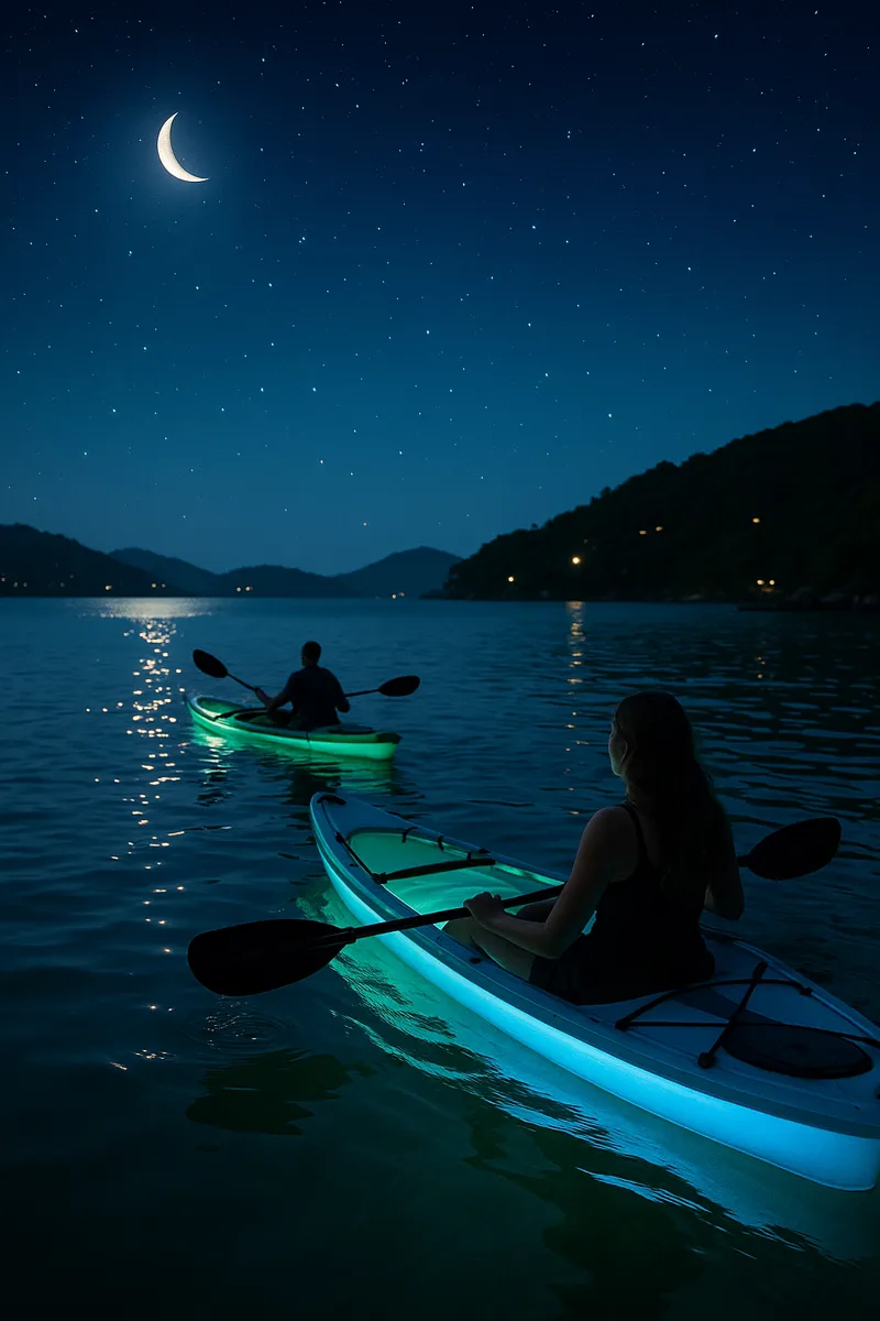 Virgin Islands Ecotours kayakers paddling through a mangrove lagoon with sea turtles below