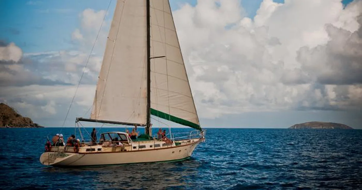 Island Adventures Breakaway 55-foot private yacht anchored in turquoise USVI water