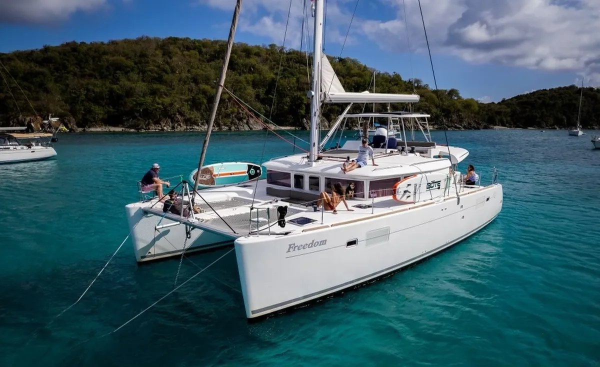 Sonic Charters powerboat and catamaran fleet running the turquoise waters of St. Thomas